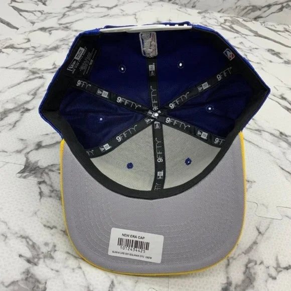 Men's New Era Cap Glossy Royal Blue | Yellow Golden State Warrior 9FIFTY NBA NWT - Picture 5 of 5